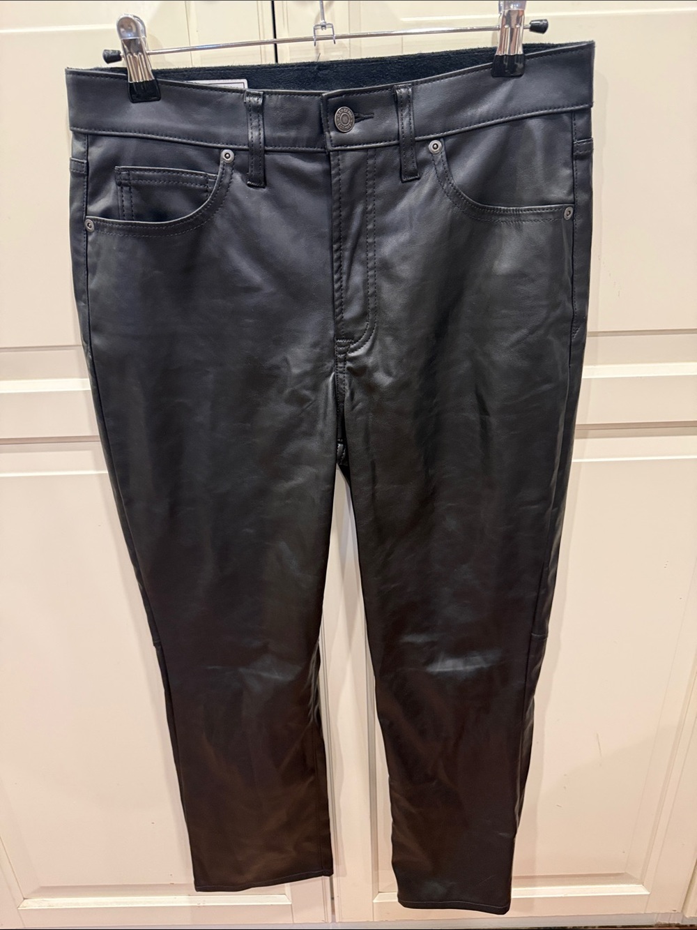 GAP Vintage Slim High Rise Black Faux Leather Jeans